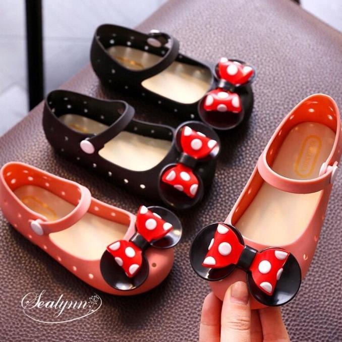 Sepatu Anak Perempuan Flat Shoes Minnie BOW Jelly Shoes