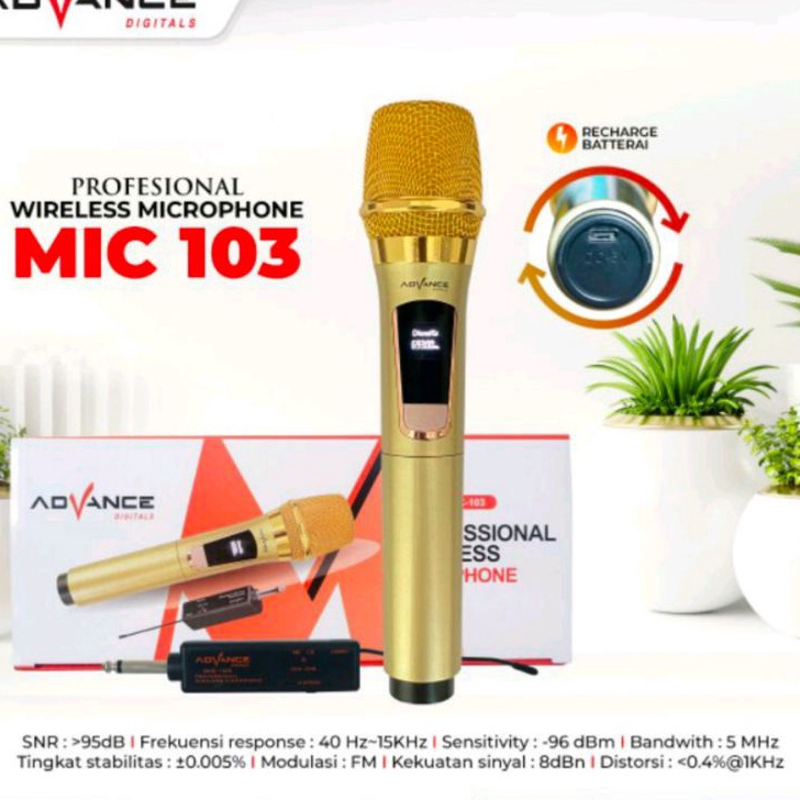 Terbaik Mic,Mik,Mix,Microphone,mikrofon,mic wireless single 1 mix tanpa kabel original advance 103,m