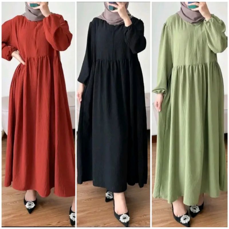 [JUMBO LD120] BELENA MIDI DRES JUMBO KRINGKEL CRINCLE//GAMIS CRINCLE KRINGKEL//GAMIS KRINGKEL JUMBO LD 120