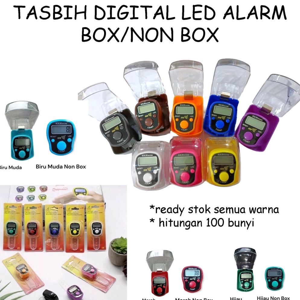 Tasbih Alarm LED SHX5136 Digital Finger Counter LED Alarm 100 Akan Bunyi 3 Tombol ⋆Big Sale