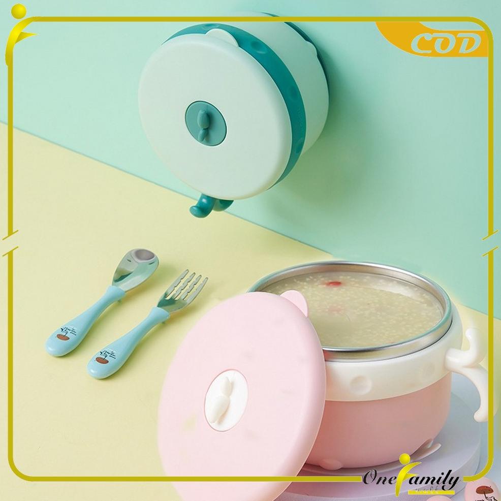 ONE-C352 Mangkuk Stainless Karakter Mangkok Cangkir Stainless Steel + Tutup Fresh Bowl Set / Mangkok