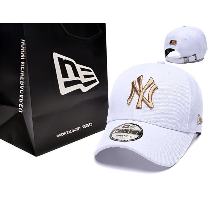 TOPI BRANDED TOPI NY PUTIH EMAS BASIC MLB IMPORT ORIGINAL 100% PRIA WANITA BRANDED EL09I09A82L