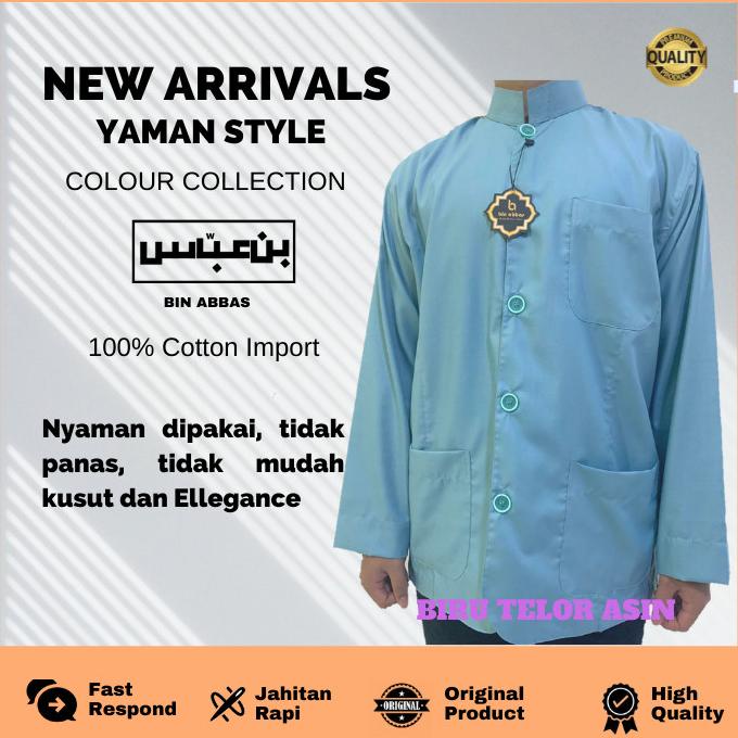 Baju Koko Yamani Habaib/Hadramaut Bin Abbas Jumbo Biru Telor Asin