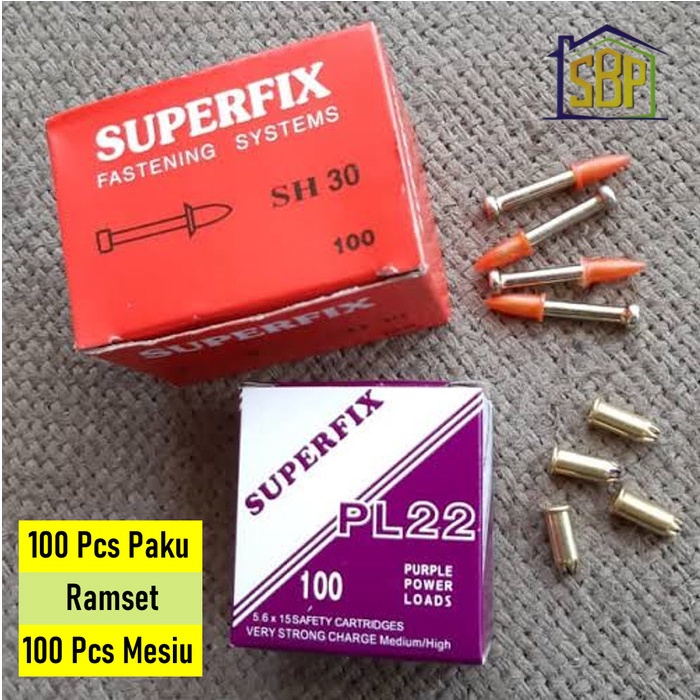 Paku Paku Ramset Mesiu Merk Superfix Panjang 3 Cm Tanpa Angle Clip Isi 100