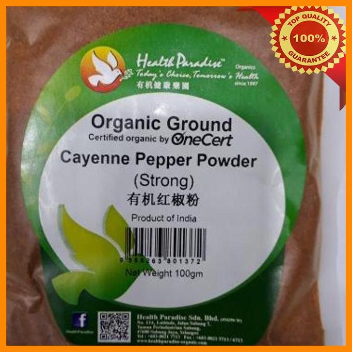 (KSKS) HEALTH PARADISE ORGANIC GROUND CAYENNE PEPPER POWDER( STRONG) 100 G