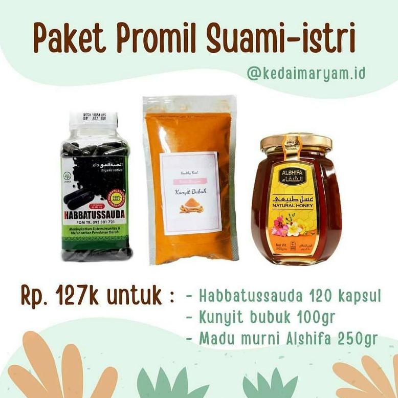 

Promil Paket Promil Program Hamil Madu Habbatussauda Kunyit Bubuk Best Seller