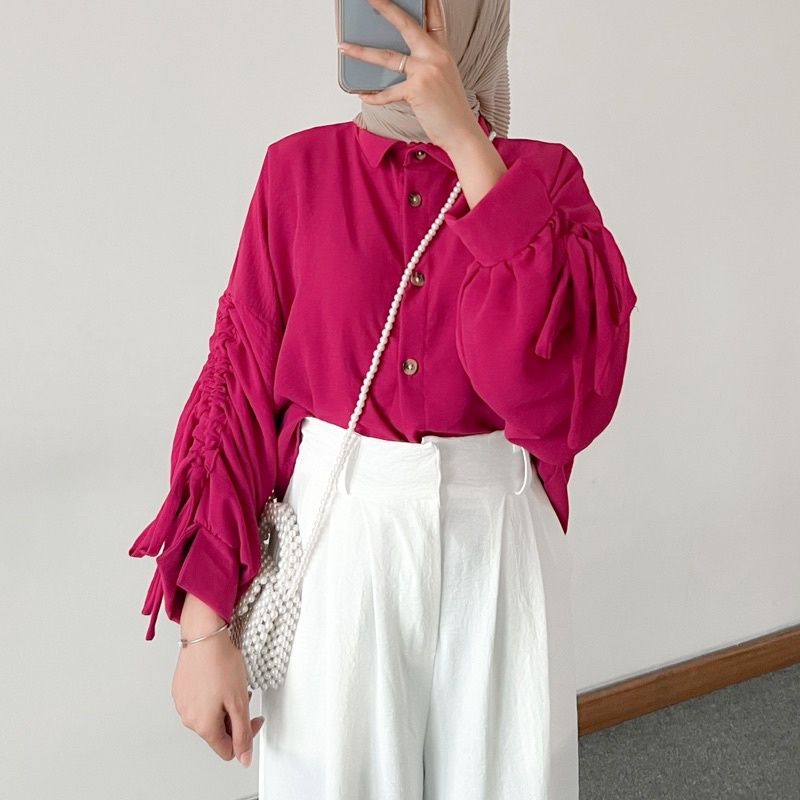 LAYLA BLOUSE CRINCLE WANITA | BLOUSE WANITA | ATASAN WANITA | KEMEJA BLOUSE