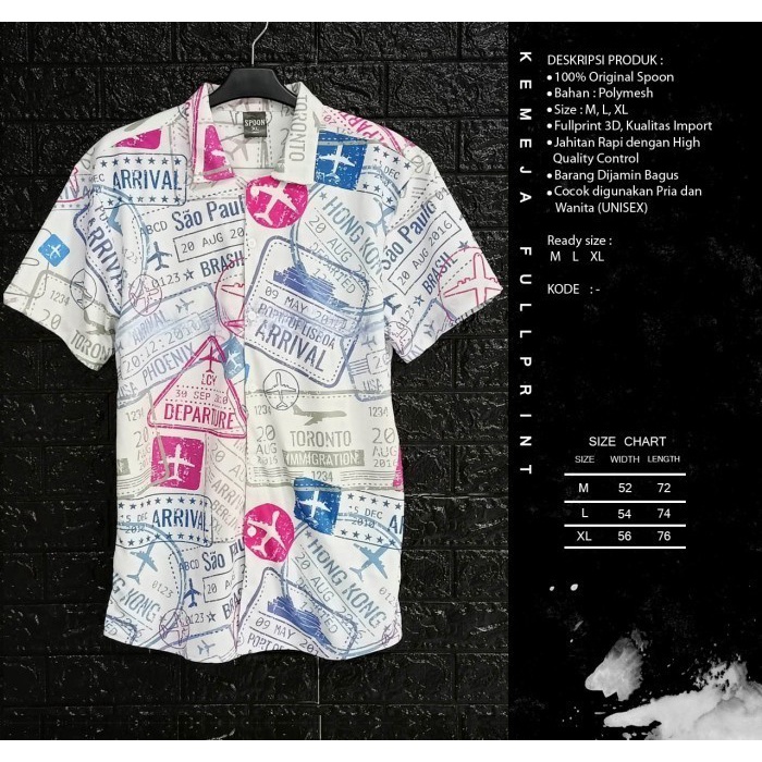 Kemeja Printing 3D Sublim Pria/Wanita Airport