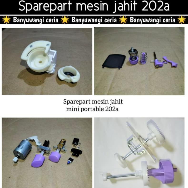 SAR103 Sparepart Mesin Jahit Mini Portable 202 (Sparepart Skoci, Rumah Skoci, Gir, Tombol, Dinamo, Tutup, Per, dll) ***