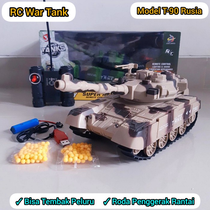 Mainan Tank Remote Control Rc War Tank Remot Battle Tembak Peluru