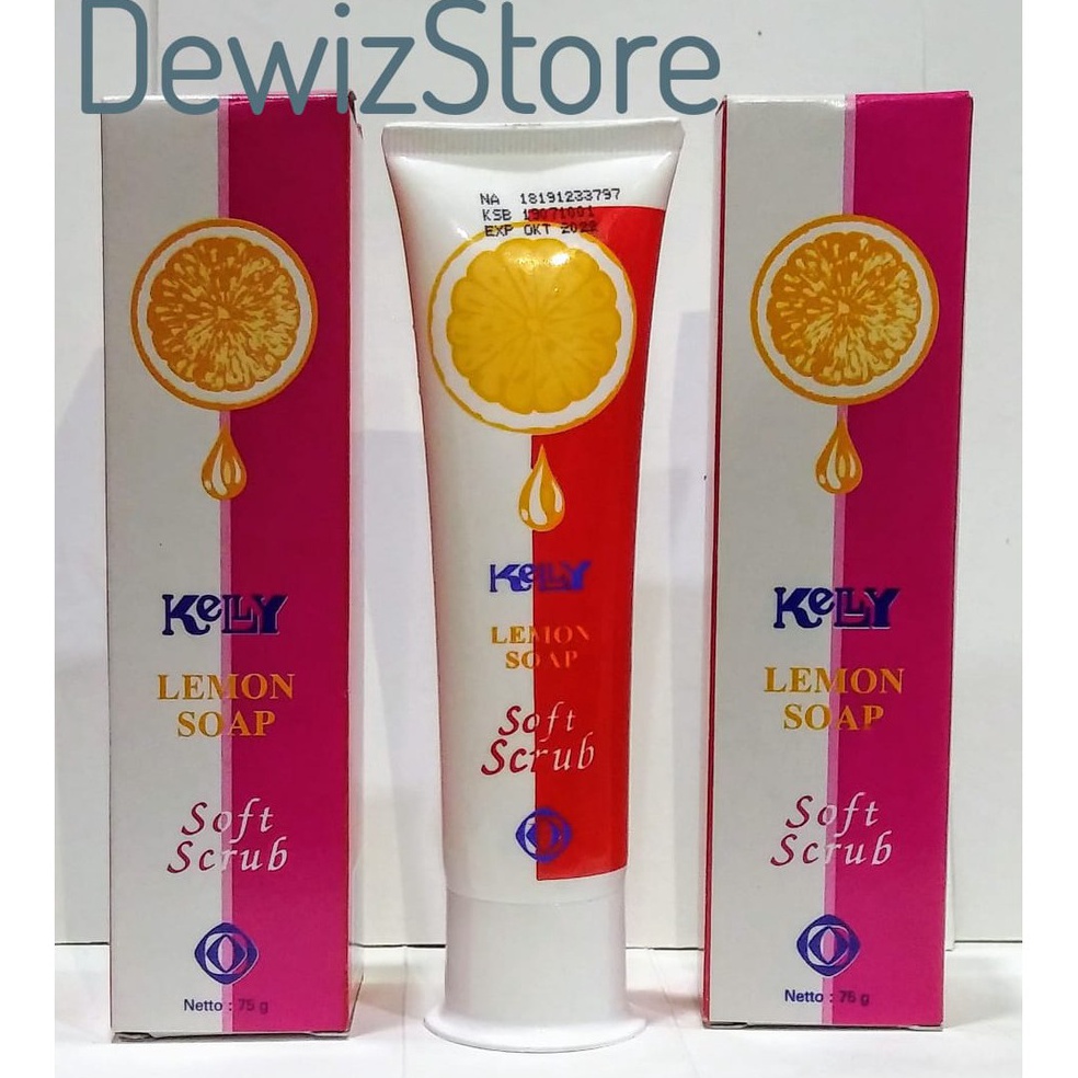 (T✉HT-㊚) KELLY LEMON SOAP SOFT SCRUB / SABUN CUCI MUKA FACIAL SCRUB - 75GR berrkualitas