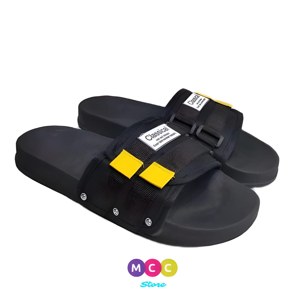 TERLARIS Sandal Slop Pria Fashion Slip On Dewasa Anti Slip Terbaru 2023-Classical.06 Kuning