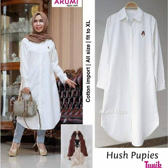 Hush Pupies Tunik katun tunik putih tunik muslim tunik jumbo tunik ori