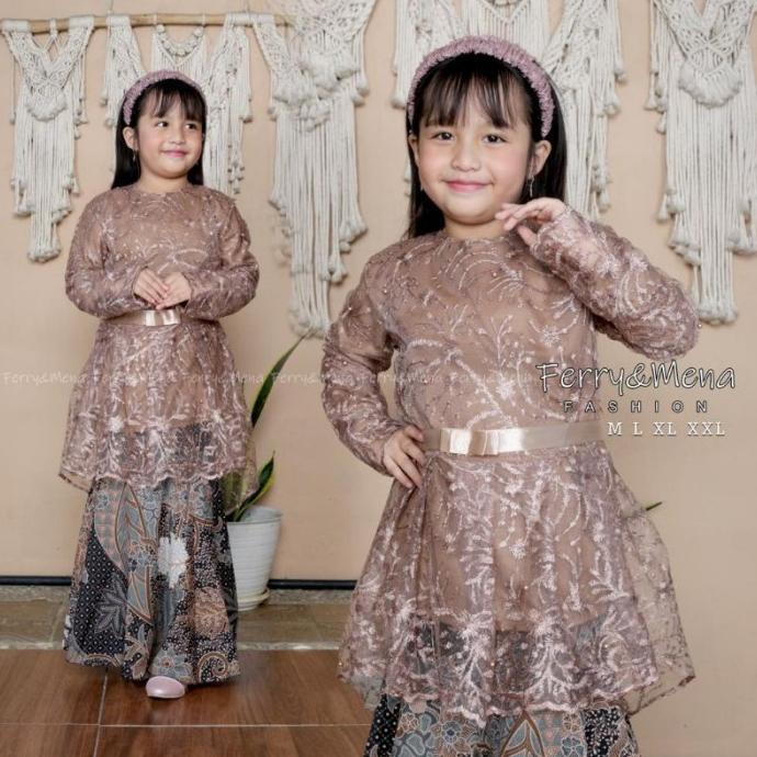 Terlaris Baju Brokat Tille Anak Umur 5-12 Tahun Kebaya Anak Perempuan
