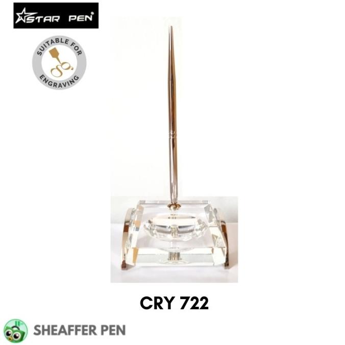 

Star Pen Crystal Pen Stand with Single Holder & Metal Ballpoint Pen ---NEW READY---