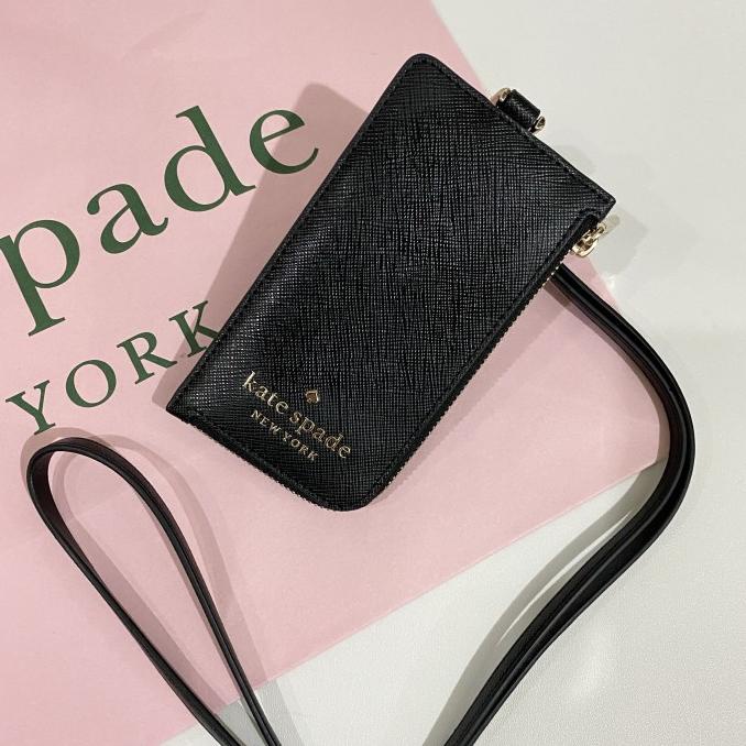 

Kate spade saffiano leather black lanyard id ---NEW READY---