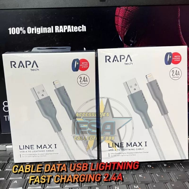 Original RAPAtech Cable Data Usb Lightning Fast Charging 2.4A 100 cm For iPhone 6/7/8/6+/7+/8+/X/XR/XS MAX/11 12 13 14 PRO MAX/ DC2022 original bergaransi