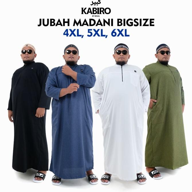 Baju Gamis Jubah Pria Big size 4XL 5XL 6XL Jumbo Jubah Madani - Hitam