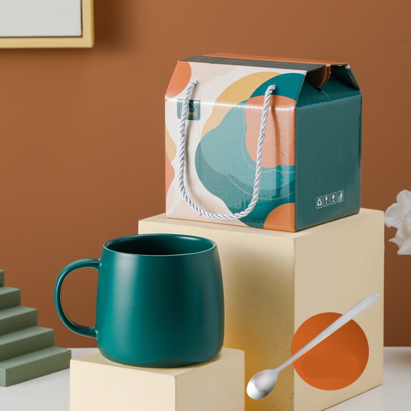 Holiven Warna Glasir Mug Keramik,Cangkir Air Merah Hadiah set Kotak Hadiah Cangkir Keramik