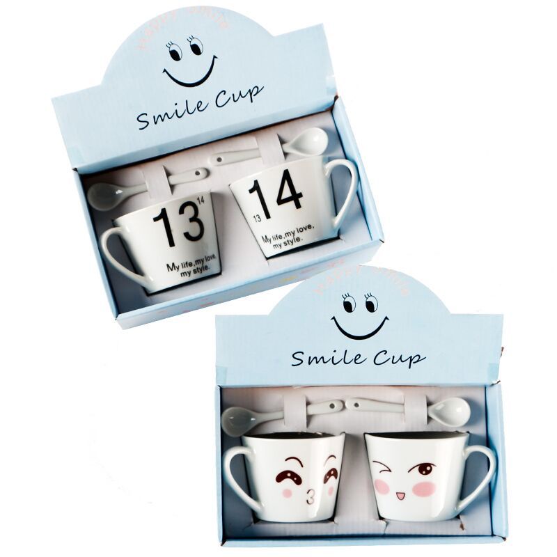 Holiven Mug Keramik Kreatif Mug Pasangan Mug Keramik Kartun Mug Kopi Keramik Perhiasan Hadiah Perhiasan Set Acara Mug