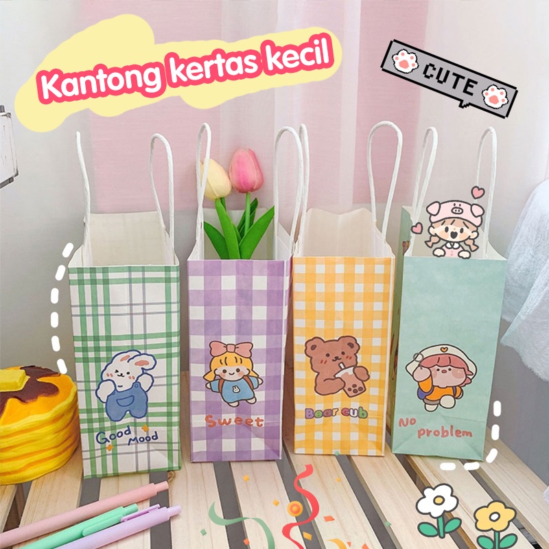Holiven Ins Kartun Tas Hadiah Lucu Tas Jinjing Kertas Kapasitas Besar Tas Penyimpanan Hadiah