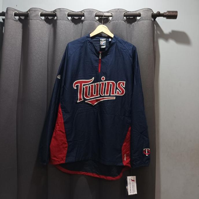 Boyscloset Jaket Baseball Mlb Majestic Twins Half Zipp Original Terbaik