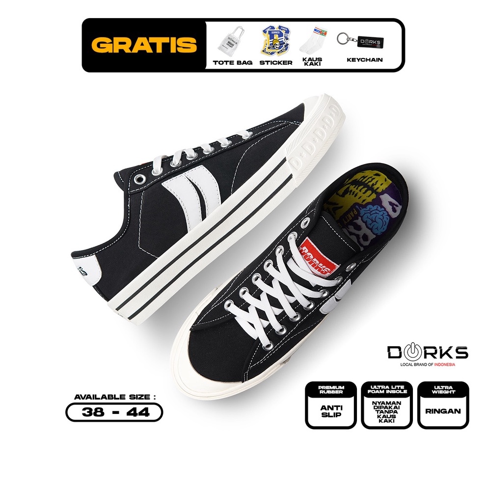 MURAH BANGET DORKS - Metro Low Black Sepatu Sneakers Casual Pria