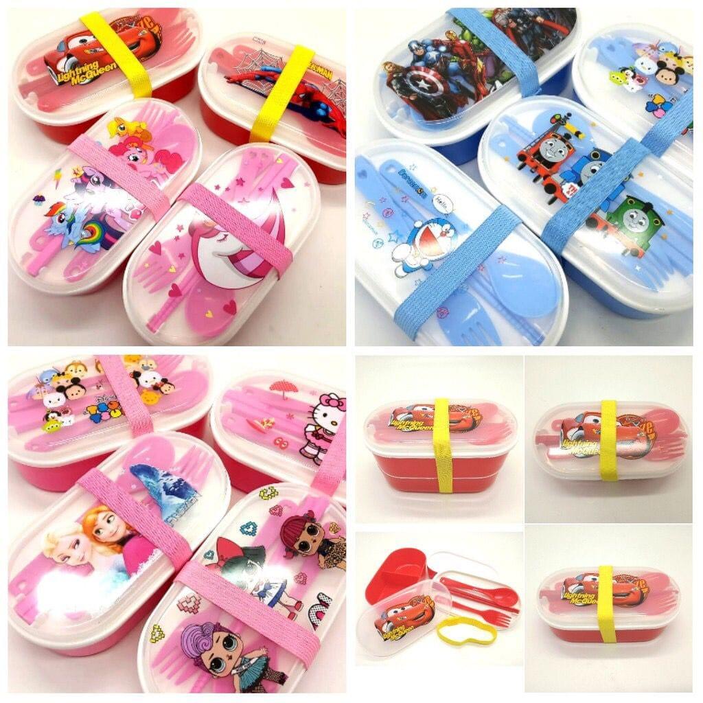 Poohstation Tempat Makan Set Anak Karakter Lucu/ Kotak Makan