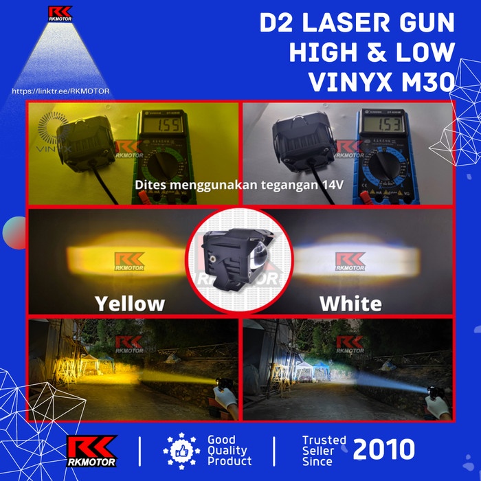 Lampu Tembak LED D2 Laser Gun Vinyx M30 2 Warna High-Low - GARANSI