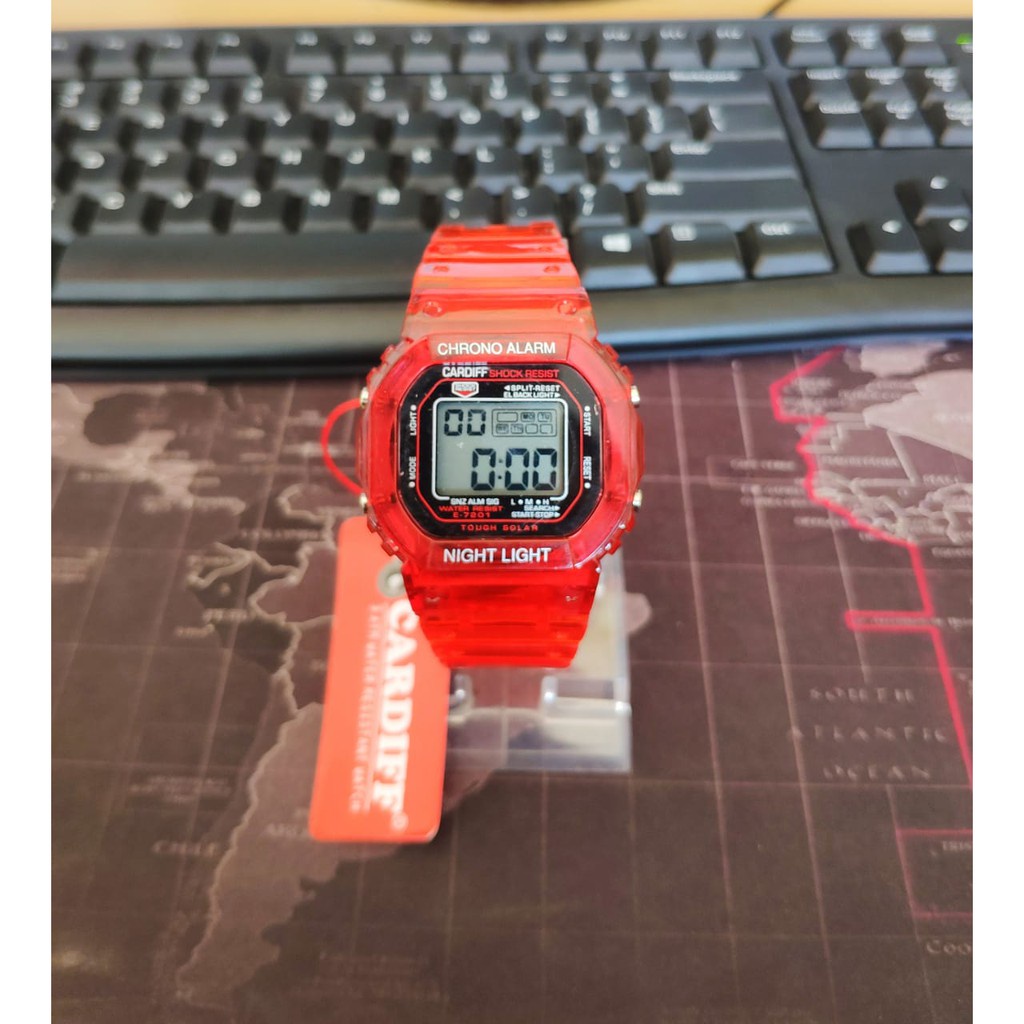 JAM TANGAN WANITA CEWEK ABG KARET SPORT SPORTY CARDIFF 7201 DIGITAL