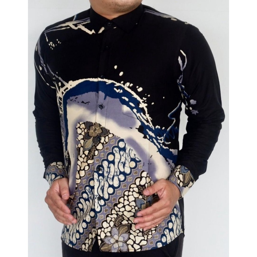 Baju Batik Pria Slimfit Kemeja Lengan Panjang Hem Slim Fit LBL 2107