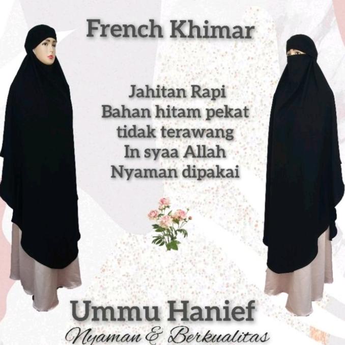 French Khimar bahan Jetblack Leuwitex dan Wolfis Grade A