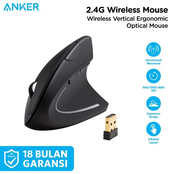 Anker Wireless Vertical Ergonomic Mouse - A7852