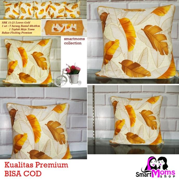 Terbaru Sarung Bantal Sofa Kursi Minimalis Modern Mewah Daun Gold