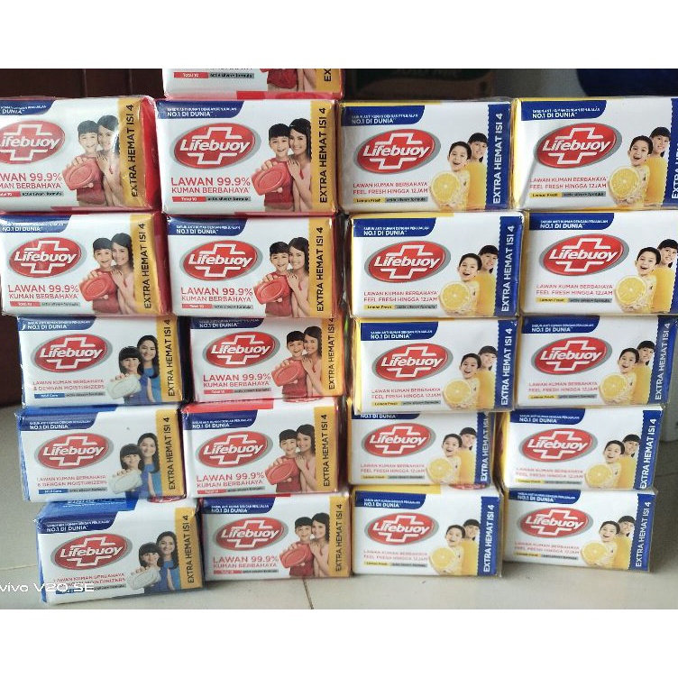 (N✉QU-✉) Lifebuoy sabun batang 4x100 gr ukuran BESAR gremasi terbaru paaling.laris