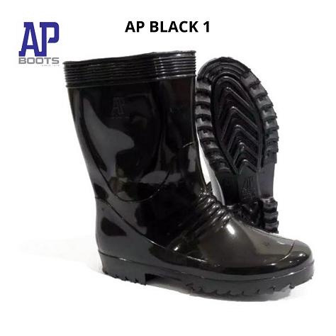 New Ap Boots Hitam 1 - Ap Black I 25-28 -Ap Black 1 - Sepatu Boot Pendek Karet - Sepatu Boot Karet P