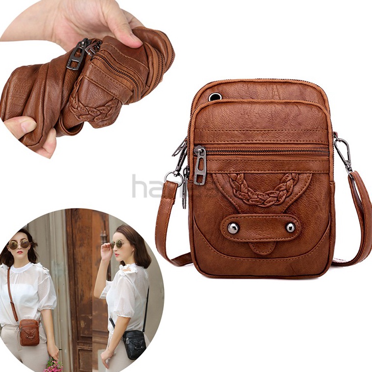 CHEKOUT Hadiah Gratis Tas HP Wanita Tas Selempang Tad HP Import Murah Tas Selempang Wanita Kulit - C