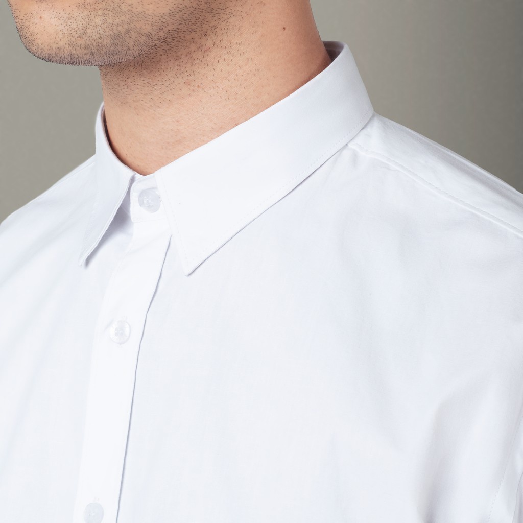 BENHILL KEMEJA PRIA BASIC POLOS LENGAN PANJANG KATUN POPLIN PUTIH 09-16133
