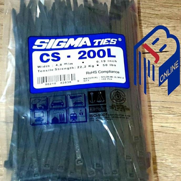 

paling diminati] KABEL TIES/TALI TIS/CABLE TIE CS 200 L HITAM 20 CM SIGMA TIES CS200L