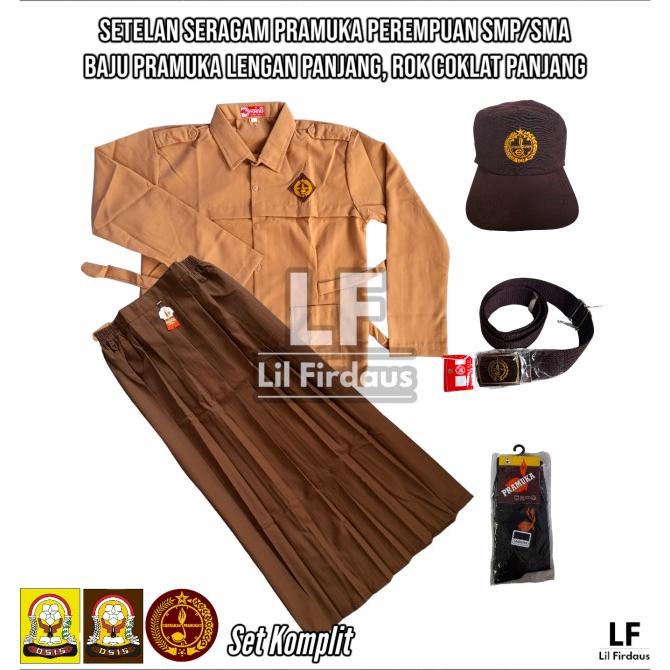 Setelan Seragam Pramuka Perempuan SMP/SMA Baju Panjang Rok Panjang