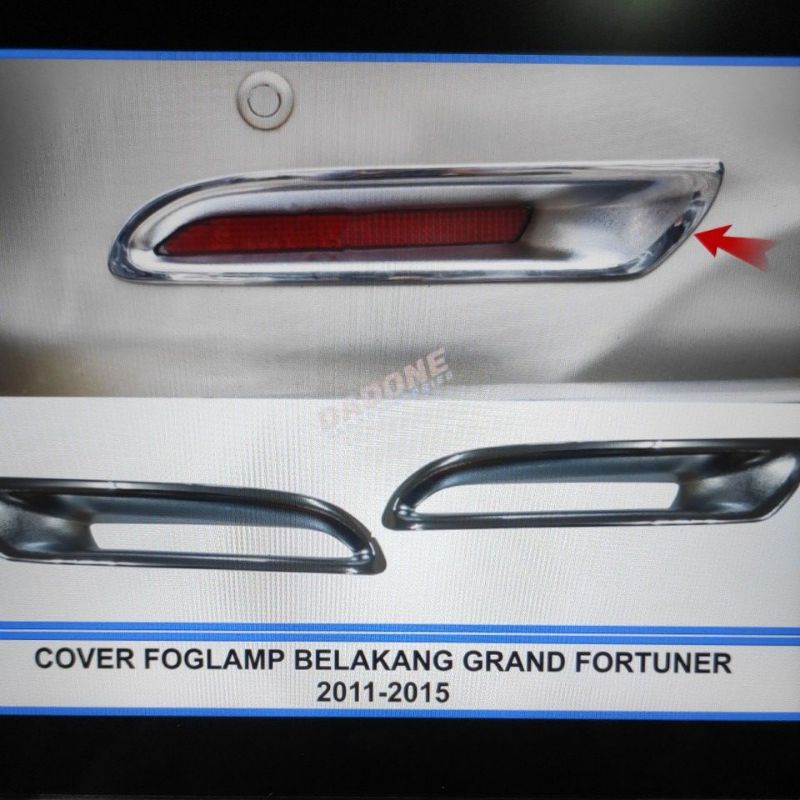 cover ring reflektor bumper belakang mobil toyota grand fortuner 2011 sampai 2015 2014 2013 2012 chrome crome tempel mata kucing