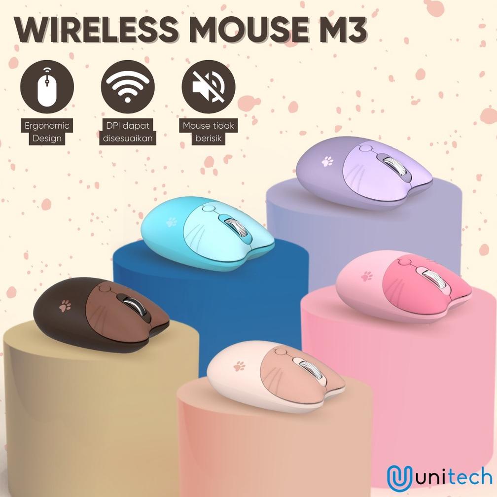 Terlaris Mouse Wireless Unitech Cat Paw M3 2.4G 1600Dpi
