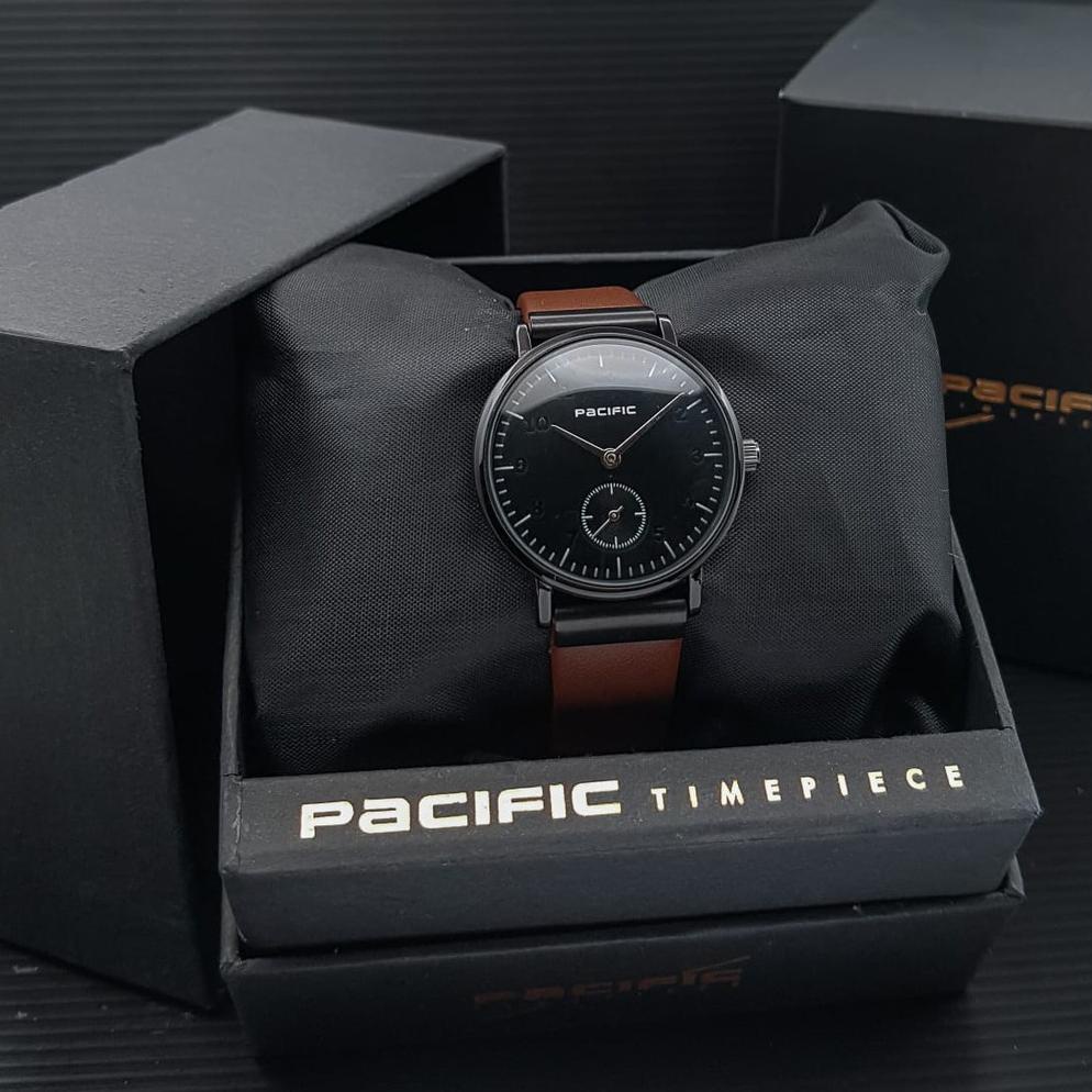 New Jam Tangan Couple Pacific 83128 Ukuran Wanita Cewek Tali Kulit Original Garansi