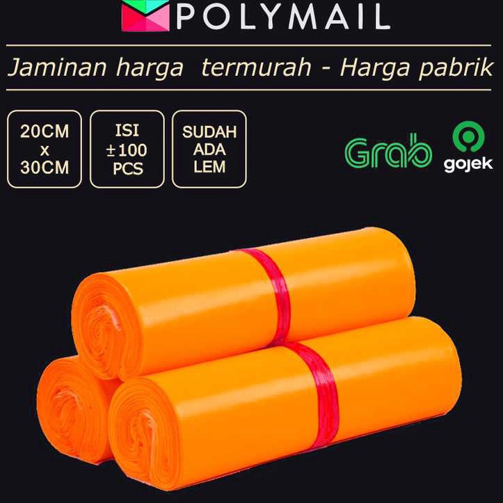 

➝o5 Ready Stock✷➞ POLYMAILER ±100PCS 20x30CM ORANGE GLOSSY PLASTIK PACKING E45 ❊