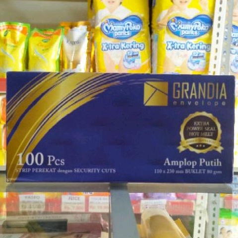 

AMPLOP PUTIH GRANDIA 110 X 230 MM / ENVELOPE POLOS 80 GSM 100 LEMBAR