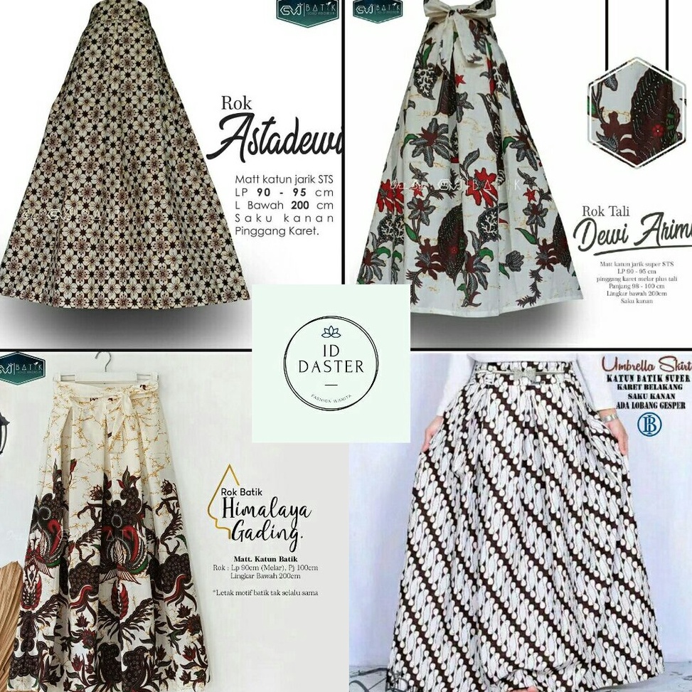 Baru Rok Batik Panjang Payung Klok Premium Klasik Hitam Putih Sogan Jumbo Big Size Bawahan Wanita Pe