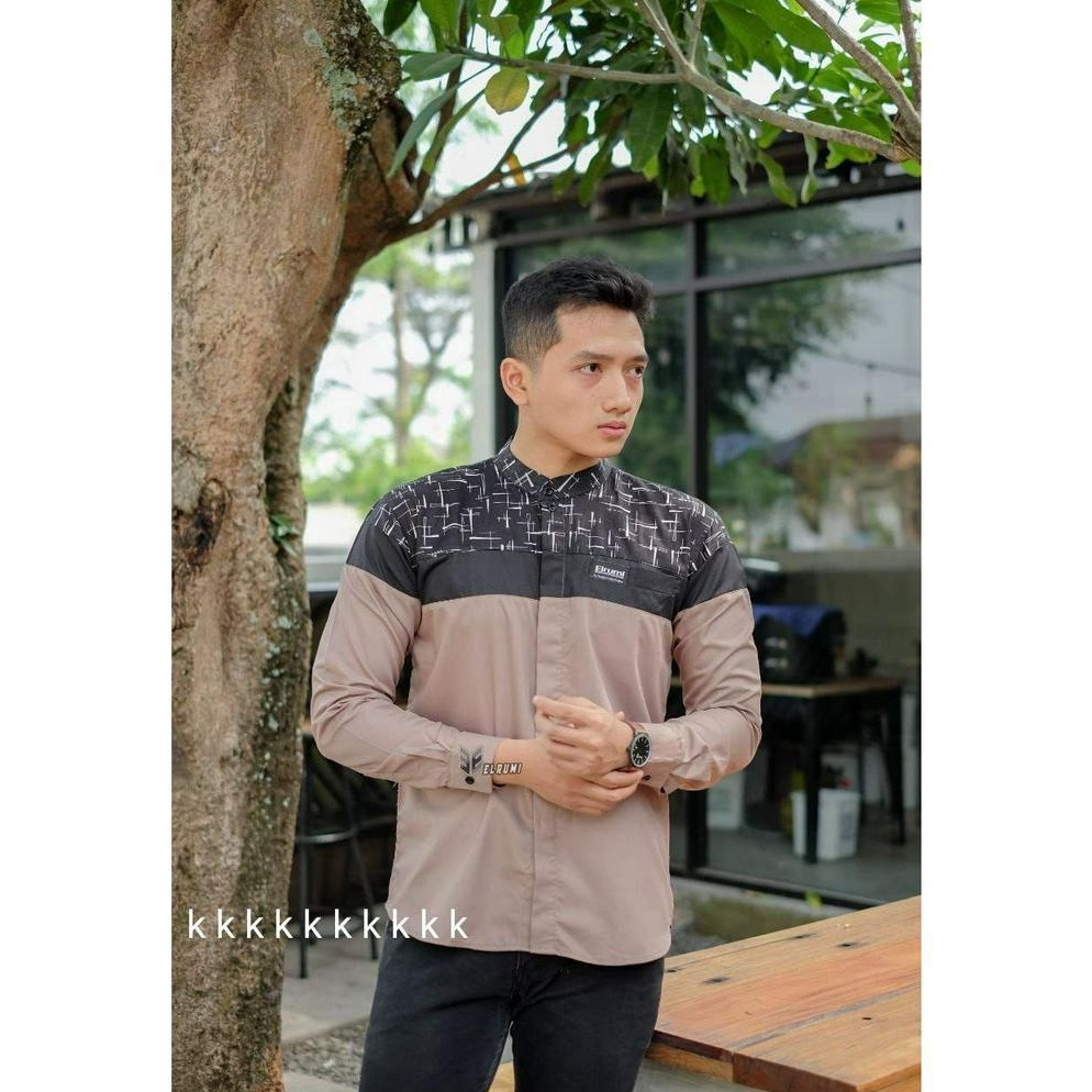 Oricina⁑ Baju Koko Pria Batik Elrumi Motif Senopati Atasan Muslim Terbaru 985✱