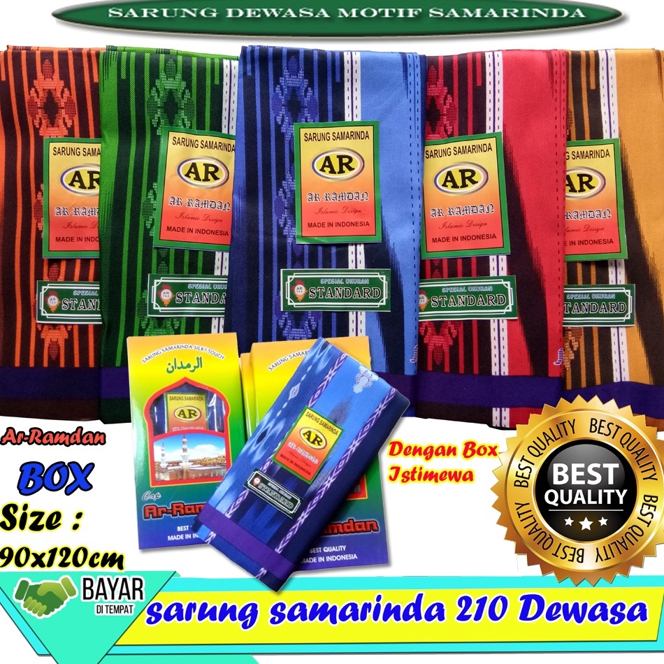 7.7 Year Sale Sarung Samarinda Pria Dewasa-Kain Sarung Motif 210 Sutera Samarinda Dewasa 90x120cm AR-Ramdhan Tanpa Ongkir