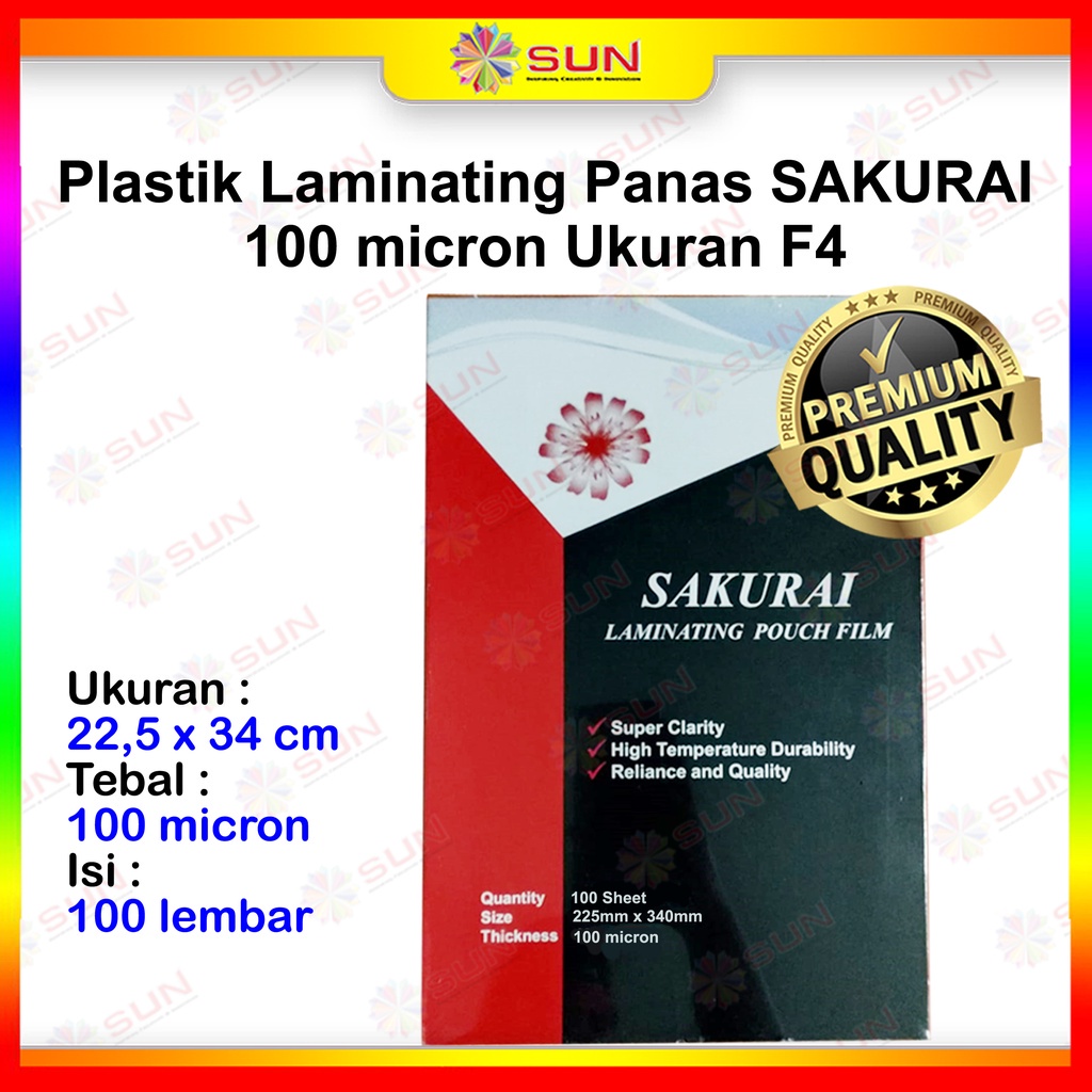 

PLASTIK LAMINATING F4 SAKURAI LAMINASI PANAS HOT LAMINATING 100 MIKRON