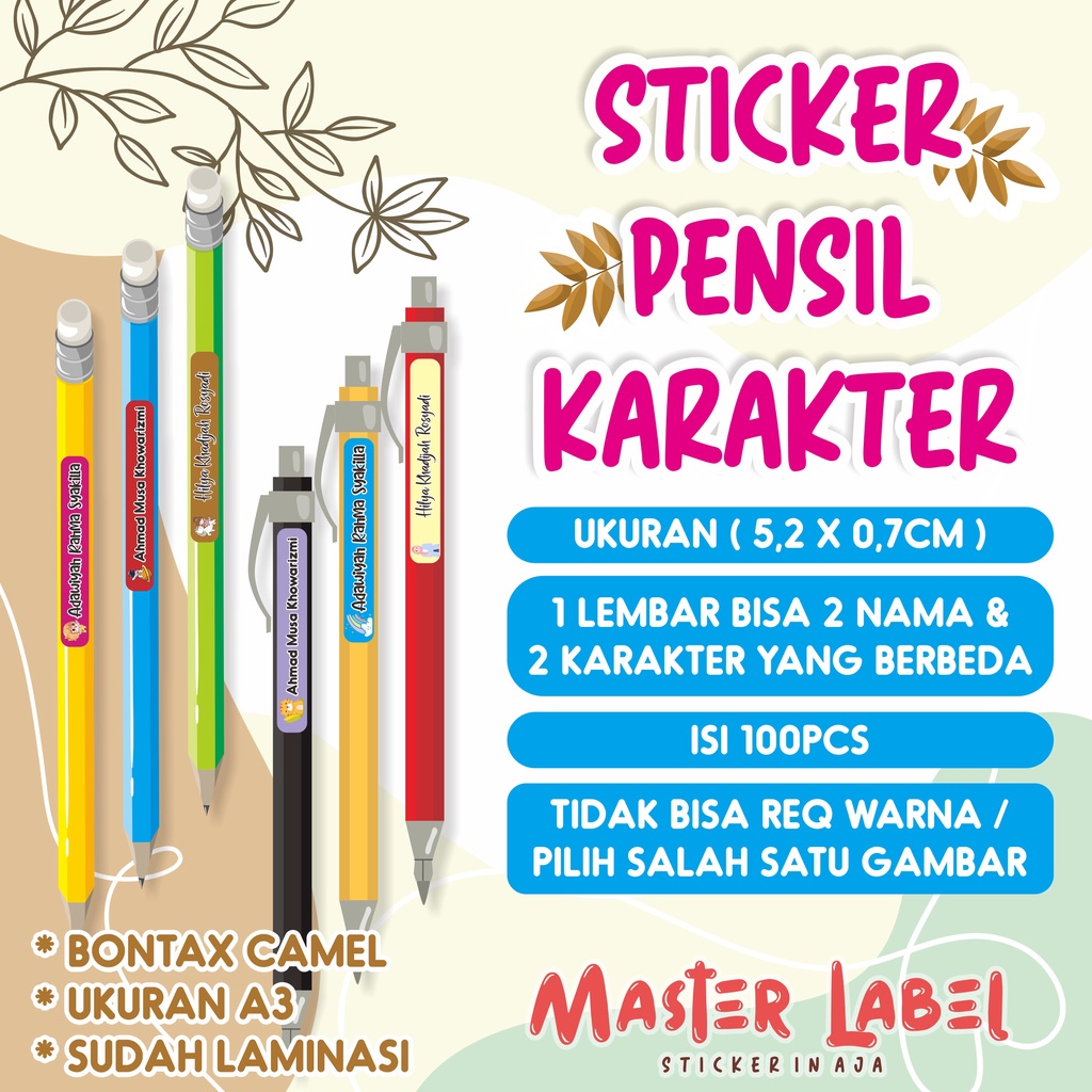 

STICKER PENCIL KARAKTER / STICKER PENSIL SEKOLAH ANAK / STICKER PENSIL